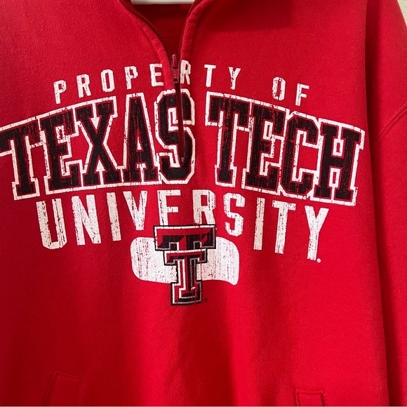 Champion Texas Tech University Red Quarter Zip Pullover Sweatshirt Size Large - Picture 4 of 10